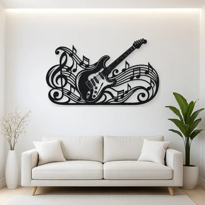 Guitar Melody Flow Metal Wall Art | Music Room Wall Decor