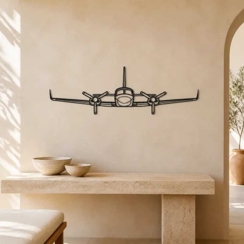 421C Front Airplane Silhouette Metal Wall Art, Metal Aircraft Silhouette, Aviation Wall Decor, Aviator Decor - lifestyle view 3