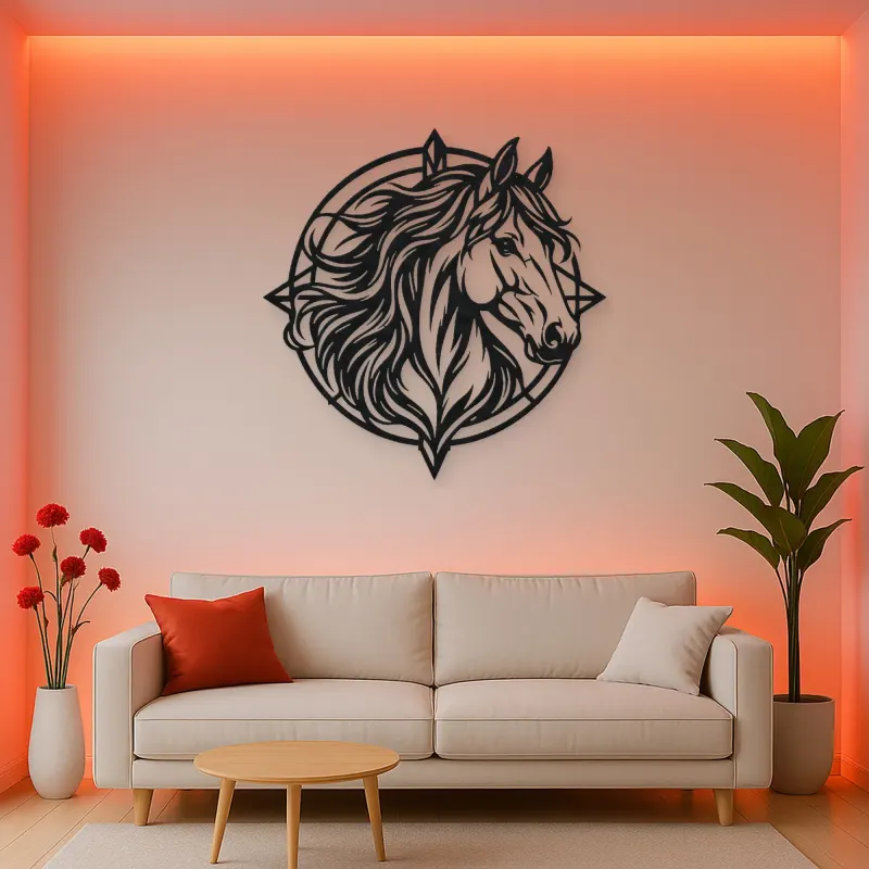 Horse Head Geometric Metal Wall Art | Equestrian Wall Decor