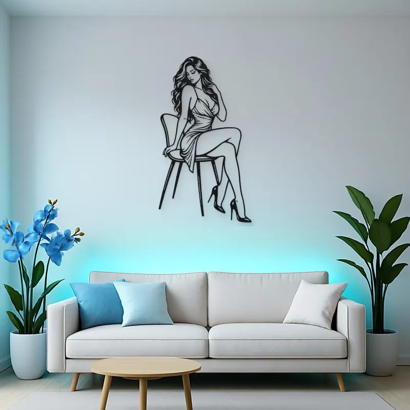 Sensual Chair Pose Metal Wall Art | Movement Silhouette Decor