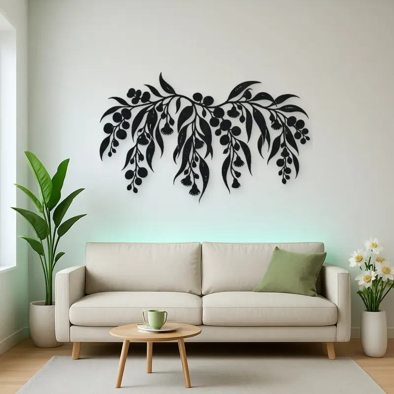 Eucalyptus Cascade Metal Wall Art | Botanical Metal Wall Decor