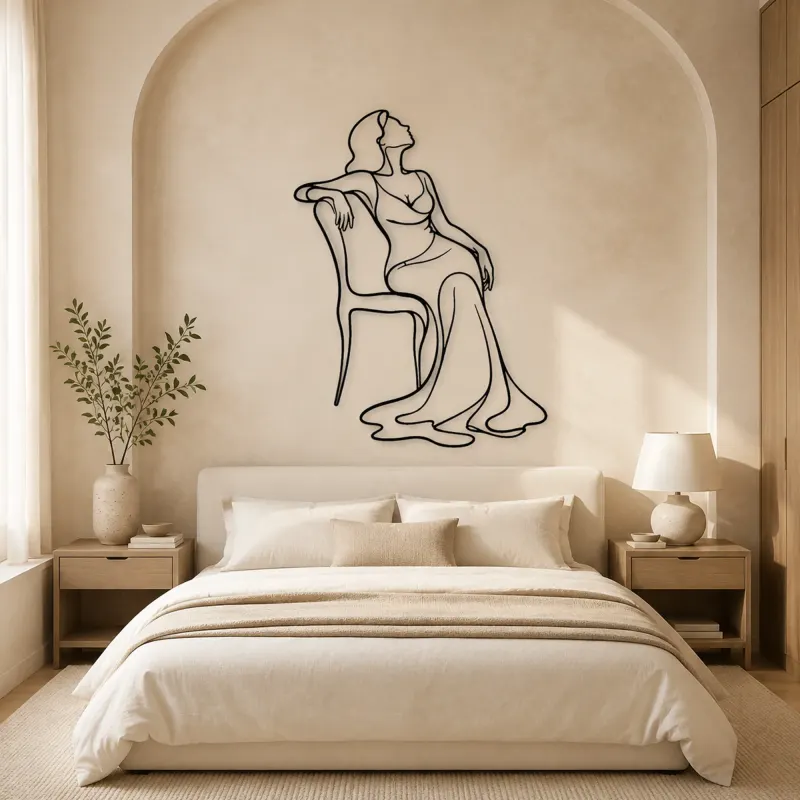 Draped Chair Pose Metal Wall Art | Fashion Figure Wall Decor - lifestyle view 2