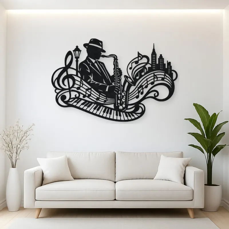 Saxophone Jazz Flow Metal Wall Art | Music Room Wall Decor