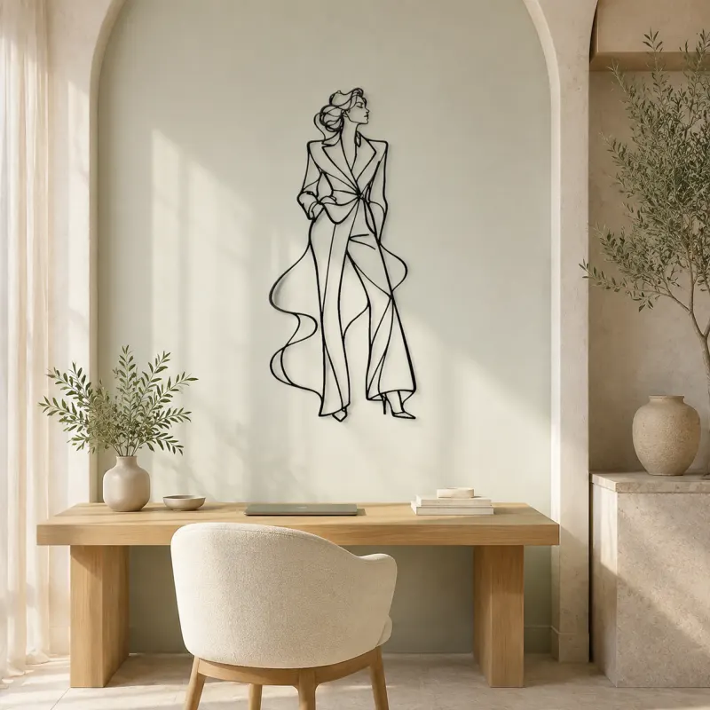 Confident Standing Muse Metal Wall Art | Fashion Figure Wall Decor - lifestyle view 4