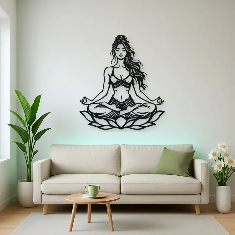 Lotus Meditation Metal Wall Art | Movement Silhouette Decor