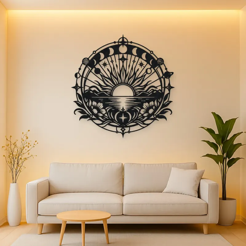 Sunrise Mandala Metal Wall Art | Spiritual Boho Metal Decor