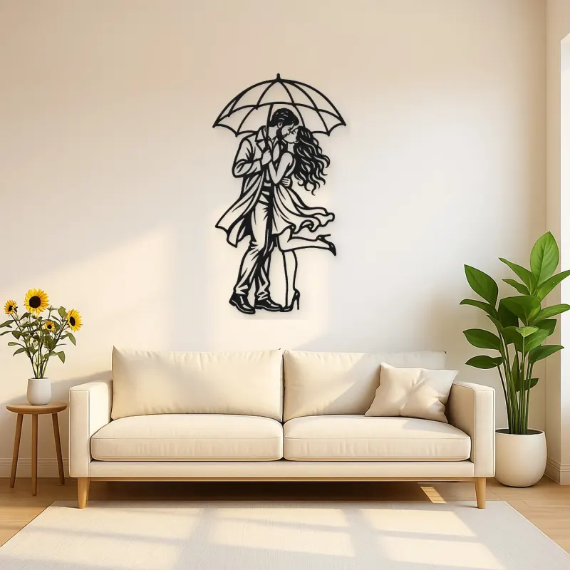 Under One Umbrella Metal Wall Art | Romantic Couple Decor