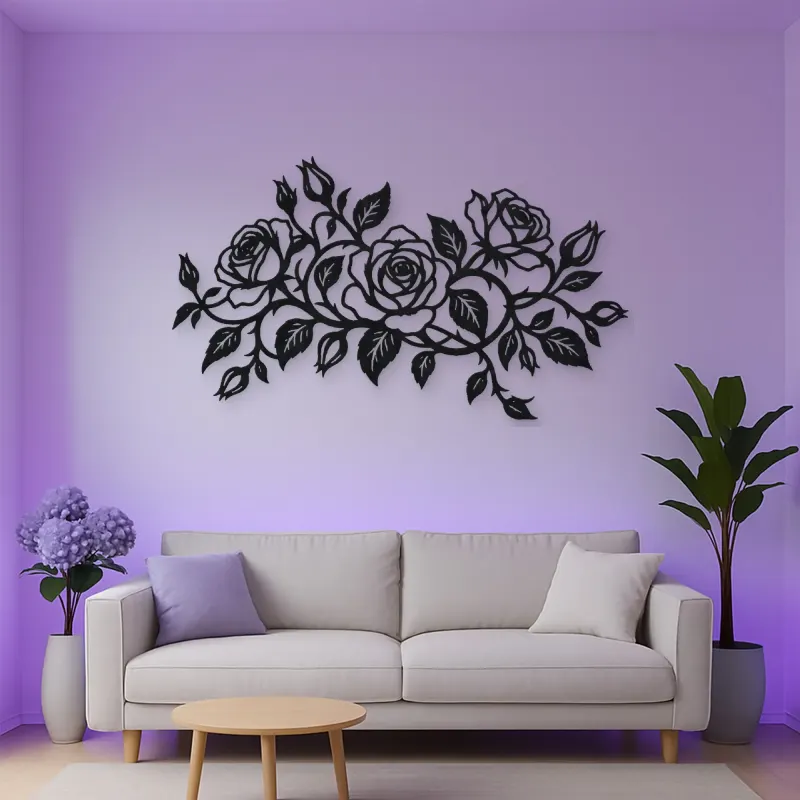 Rose Vine Embrace Metal Wall Art | Botanical Metal Wall Decor
