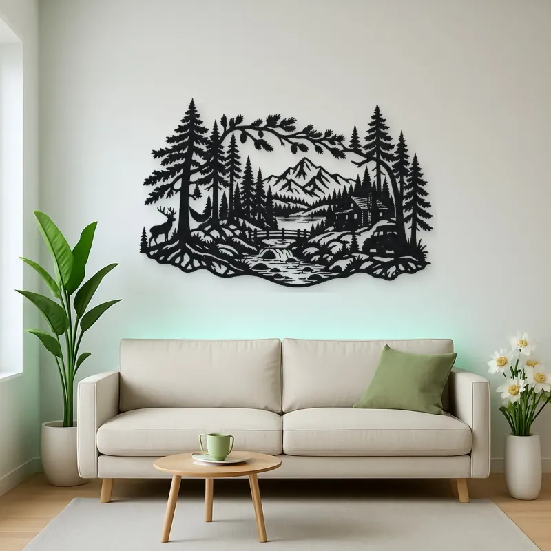 Whispering Pine Forest Metal Wall Art | Nature Silhouette Decor
