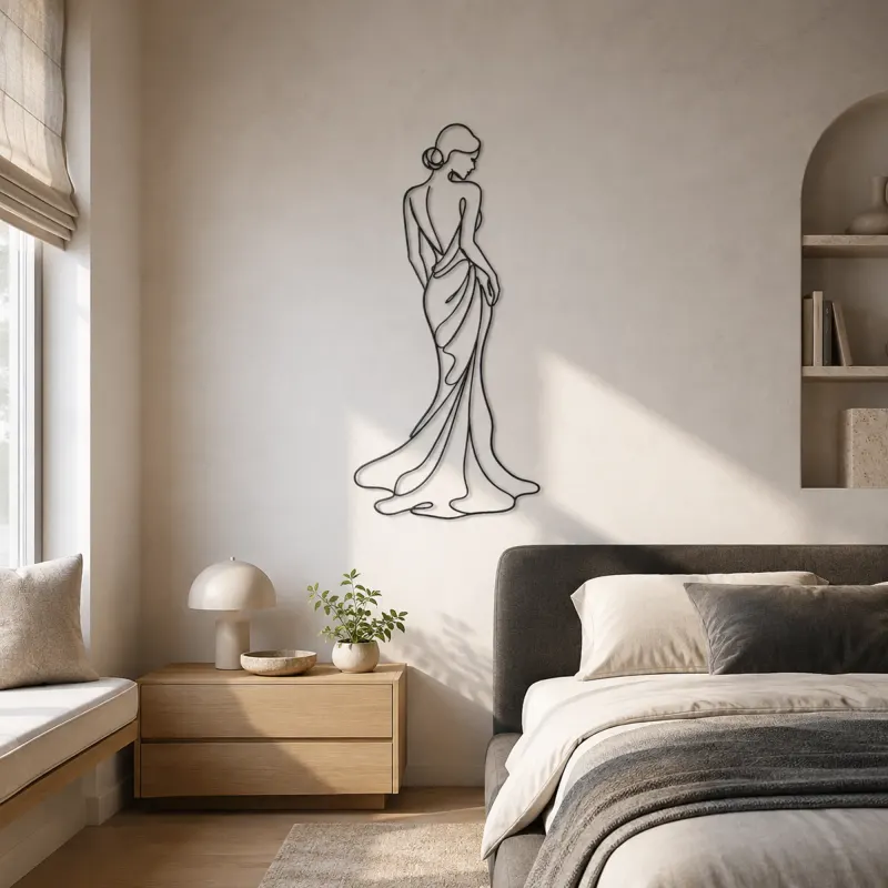 Flowing Skirt Profile Metal Wall Art | Fashion Figure Wall Decor - lifestyle view 3