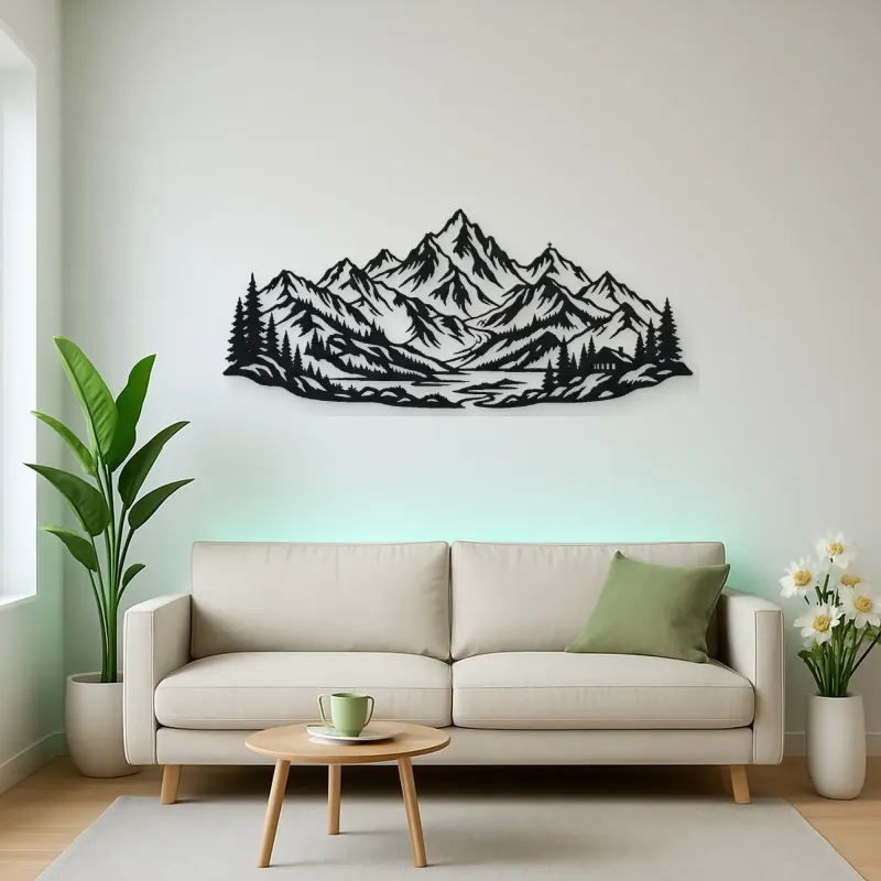 Alpine Crown Metal Wall Art | Nature Silhouette Decor