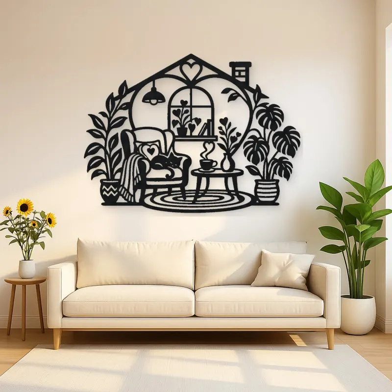 Home Sweet Heart Symbol Metal Wall Art | Cozy Home Metal Decor