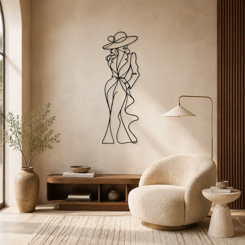 Fashion Hat Silhouette Metal Wall Art | Fashion Figure Wall Decor - lifestyle view 5
