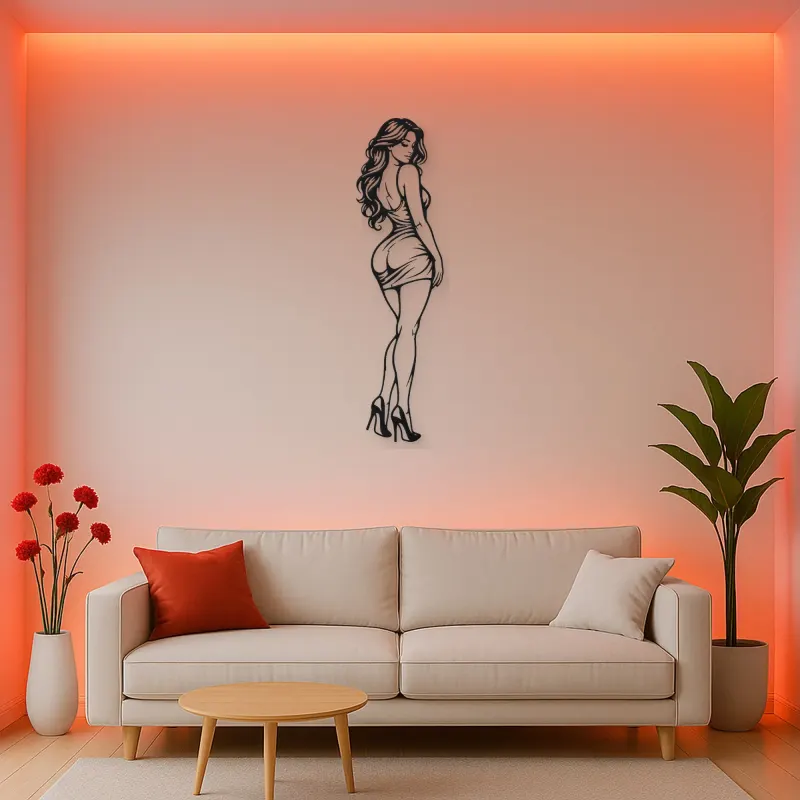 Body Line Twist Metal Wall Art | Minimalist Woman Line Art