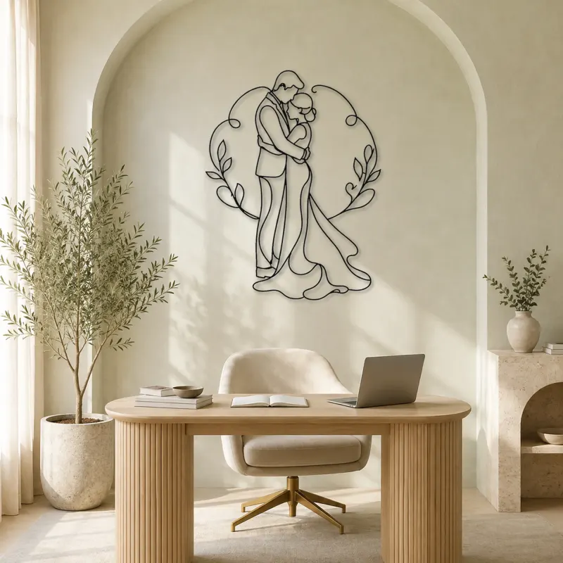 Newlywed Hug Metal Wall Art | Romantic Couple Decor - lifestyle view 4