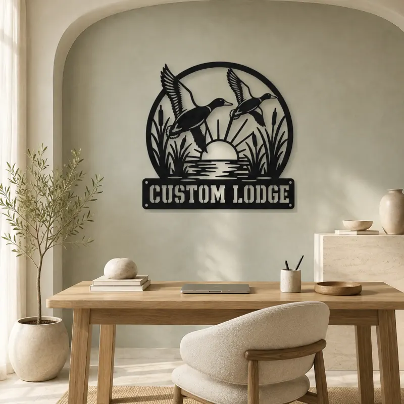 Personalized Flying Ducks Metal Wall Art for Hunting Lodge - lifestyle view 4