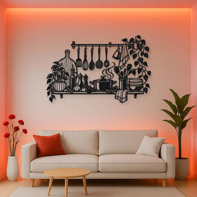 Chef Utensil Flow Metal Wall Art | Cozy Home Metal Decor