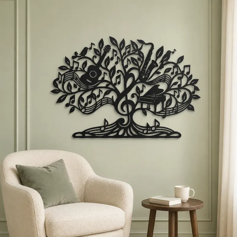 Music Note Tree Metal Wall Art | Music Room Wall Decor - lifestyle view 2