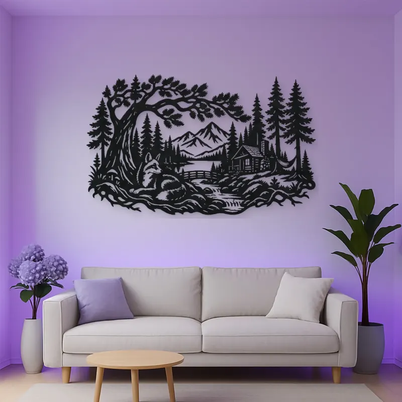 Fox beneath the Trees Metal Wall Art | Wildlife Silhouette Decor