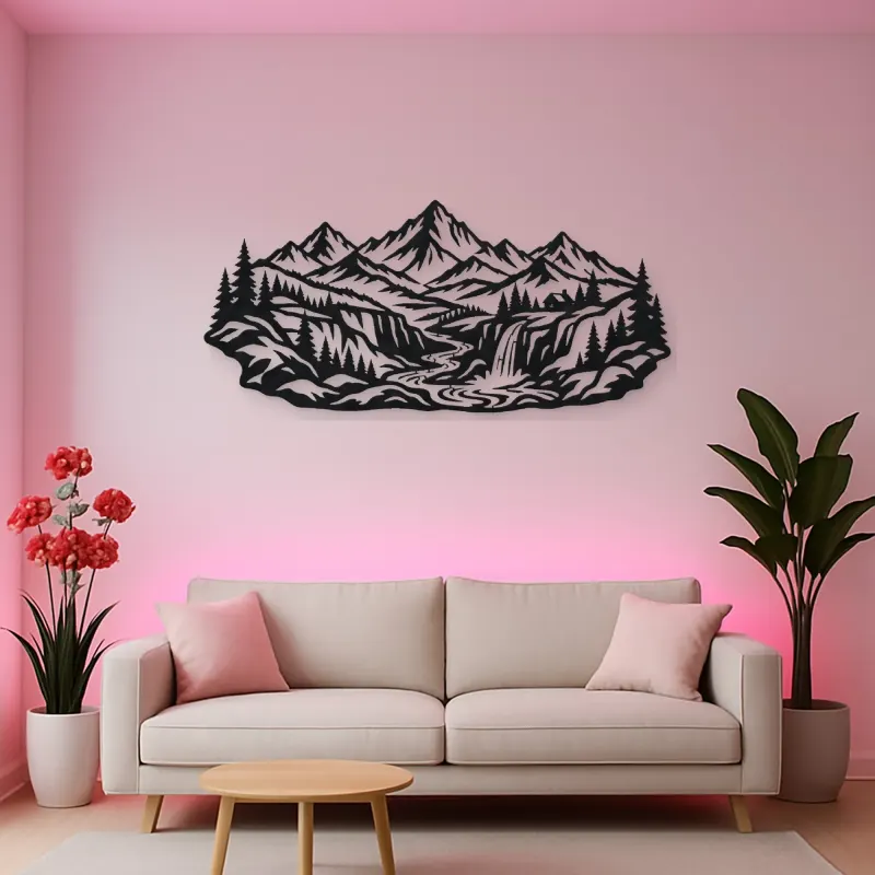Canyon Mountain Flow Metal Wall Art | Nature Silhouette Decor