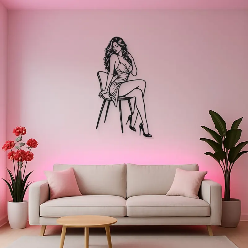 Sensual Chair Pose Metal Wall Art | Movement Silhouette Decor