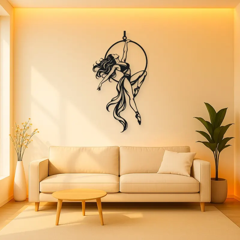 Aerial Hoop Muse Metal Wall Art | Movement Silhouette Decor