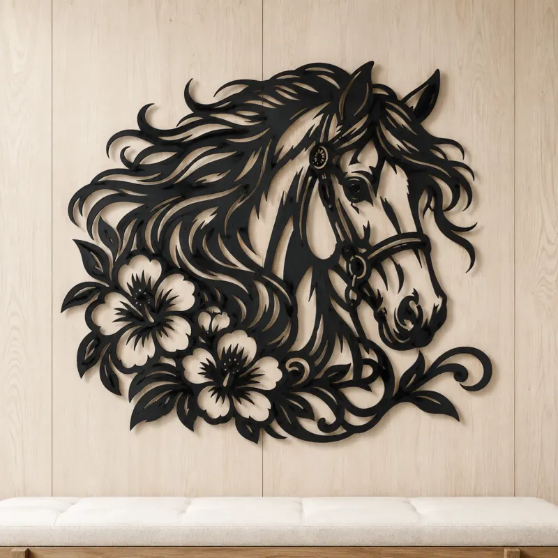 Horse Head Floral Metal Wall Art | Equestrian Wall Decor - lifestyle view 5