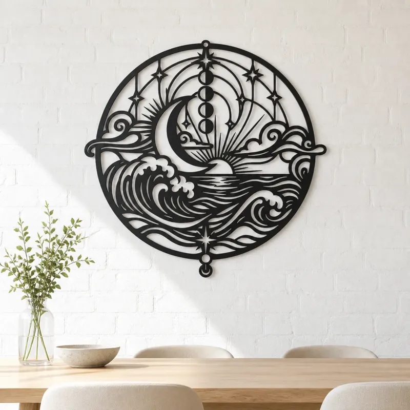 Moon and Ocean Metal Wall Art | Coastal and Nautical Wall Decor - lifestyle view 4
