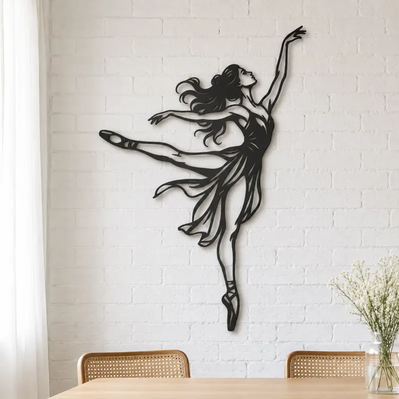 Graceful Arabesque Metal Wall Art | Movement Silhouette Decor - lifestyle view 4