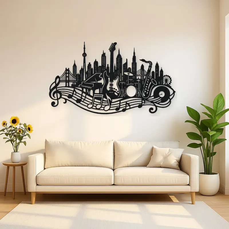 Musical City Skyline Metal Wall Art | Travel and City Wall Decor