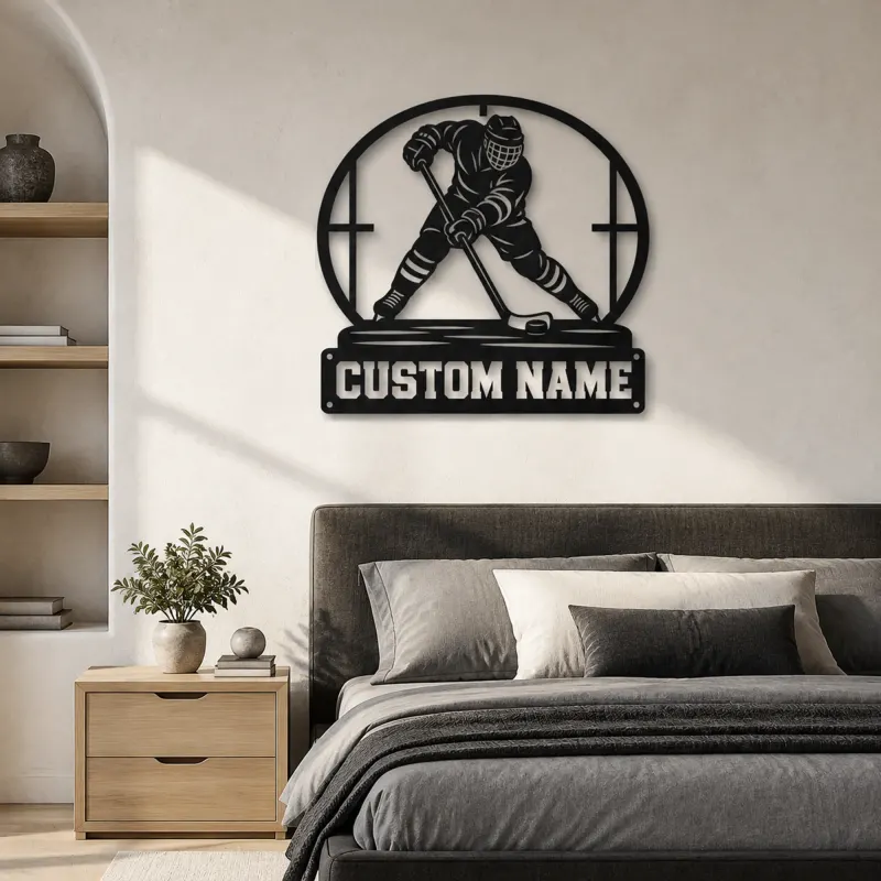 Personalized Ice Hockey Player Metal Wall Art - lifestyle view 3