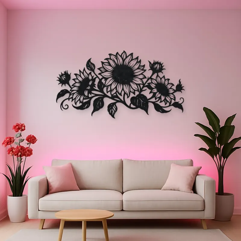 Sunflower Horizon Metal Wall Art | Botanical Metal Wall Decor