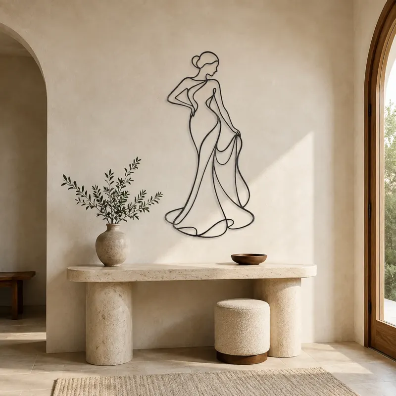 Standing Drape Twist Metal Wall Art | Feminine Figure Wall Decor - lifestyle view 3