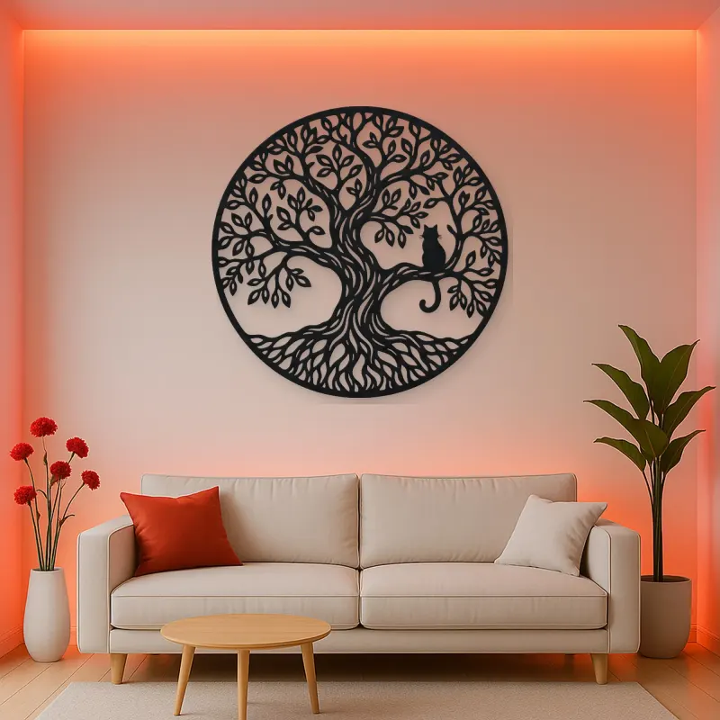 Tree with Cat Metal Wall Art | Pet Lover Silhouette Decor