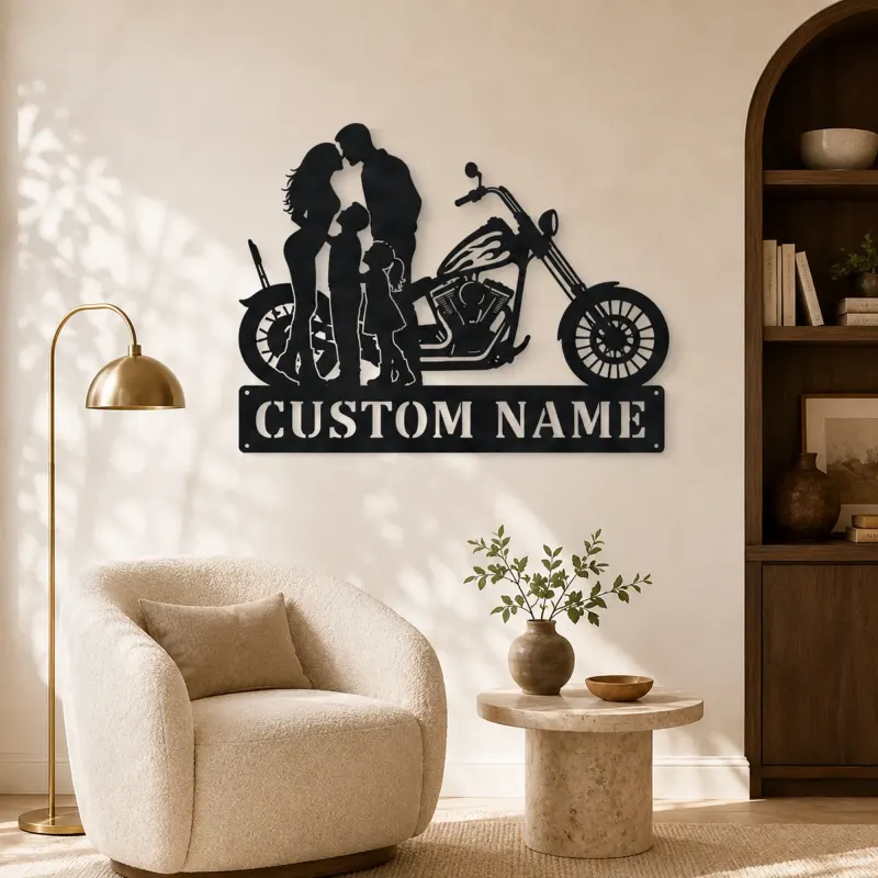 Personalized Chopper Family of Four Metal Wall Art - lifestyle view 5