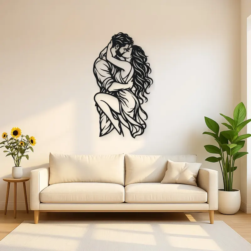 Wrapped in Arms Metal Wall Art | Romantic Couple Decor