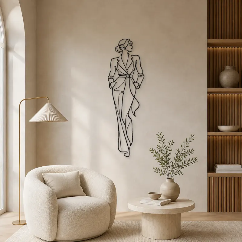 Contemporary Fashion Line Metal Wall Art | Fashion Figure Wall Decor - lifestyle view 5
