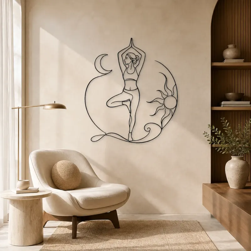 Tree Pose Balance Metal Wall Art | Yoga and Meditation Wall Decor - lifestyle view 5