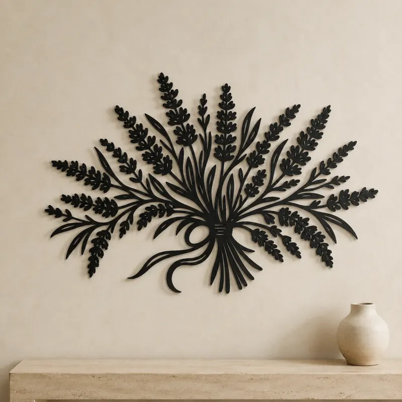 Lavender Bouquet Metal Wall Art | Botanical Metal Wall Decor - lifestyle view 3