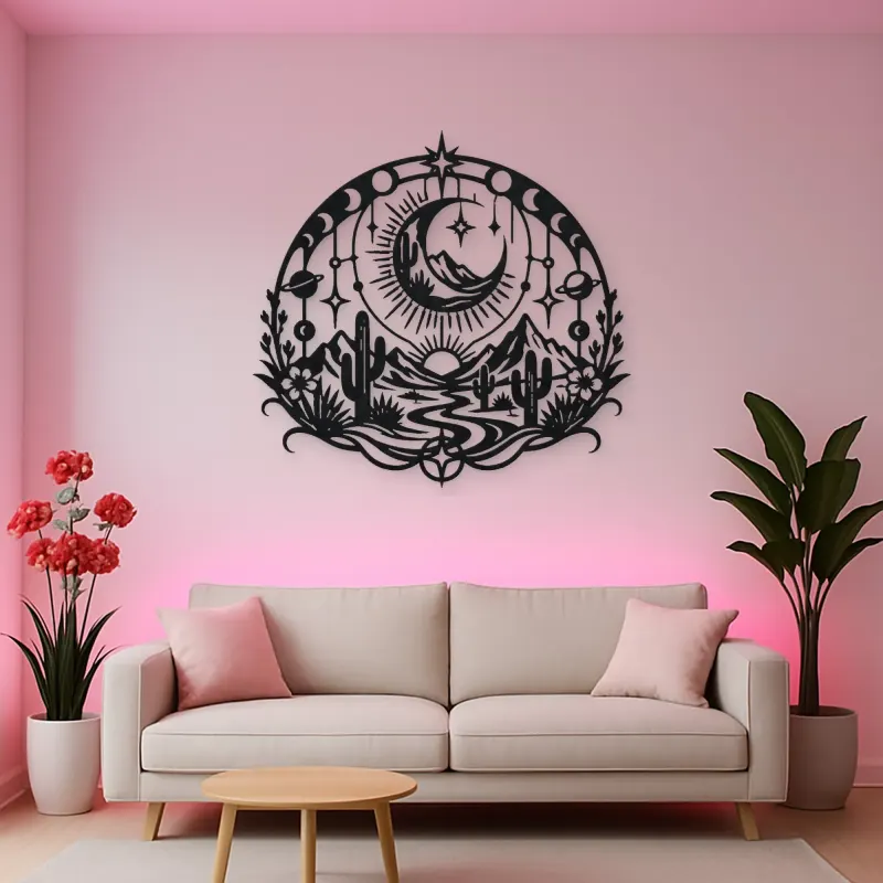 Desert Moon Arc Metal Wall Art | Nature Silhouette Decor
