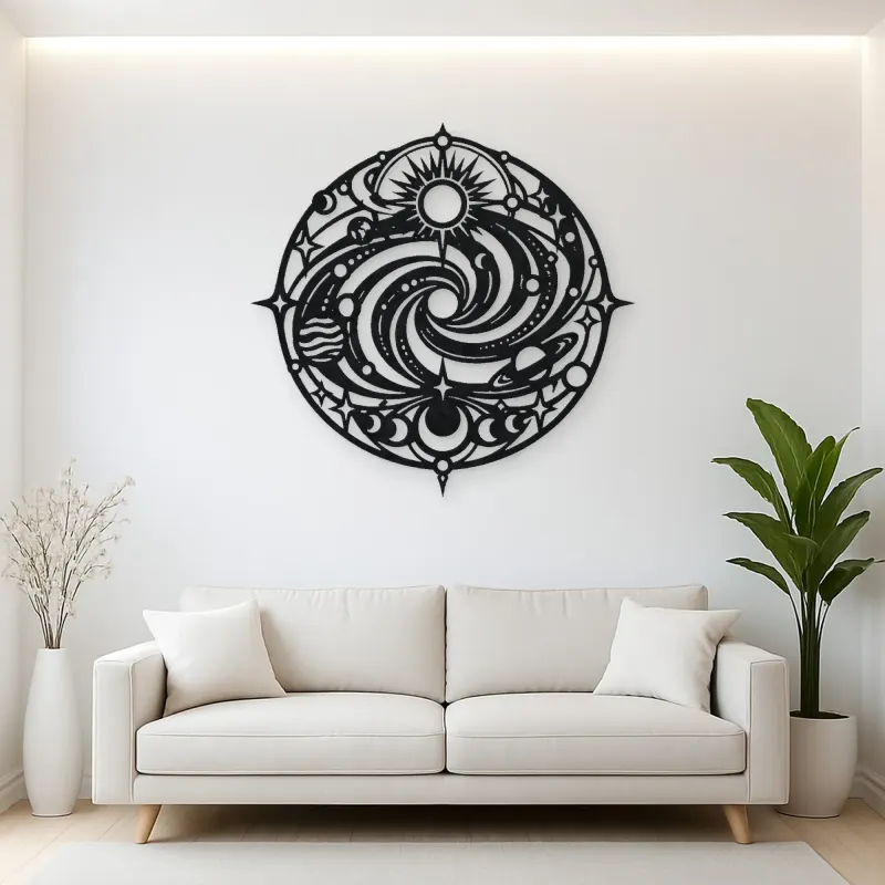 Galaxy Spiral Emblem Metal Wall Art | Celestial Boho Wall Decor