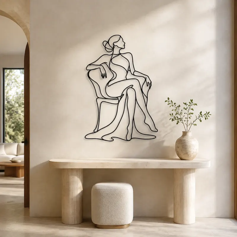 Poised Chair Muse Metal Wall Art | Fashion Figure Wall Decor - lifestyle view 3