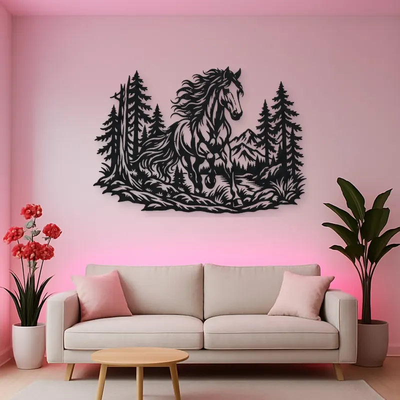Horse in Forest Metal Wall Art | Equestrian Wall Decor