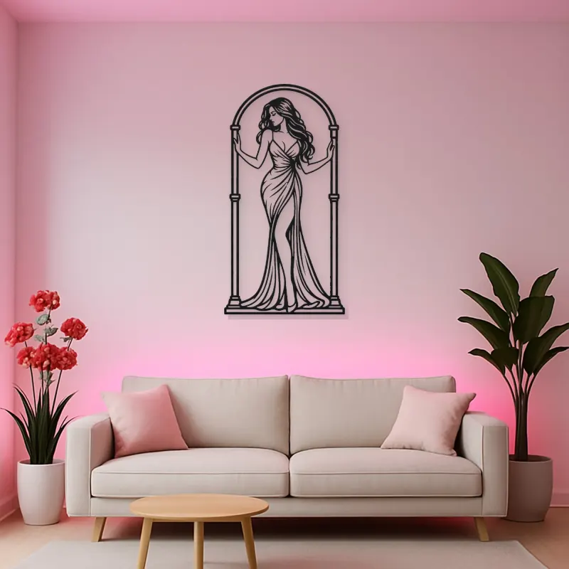 Woman in Arch Metal Wall Art | Minimalist Woman Line Art