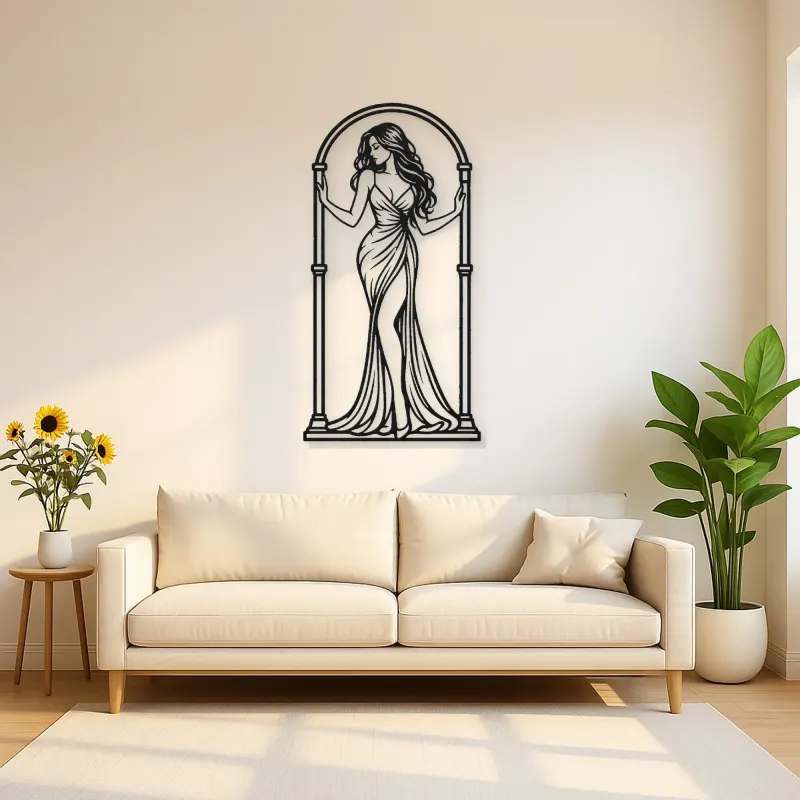 Woman in Arch Metal Wall Art | Minimalist Woman Line Art