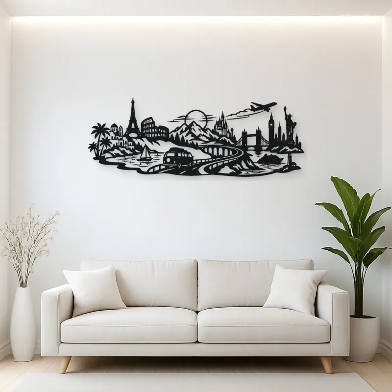 Road Trip Horizon Metal Wall Art | Travel and City Wall Decor