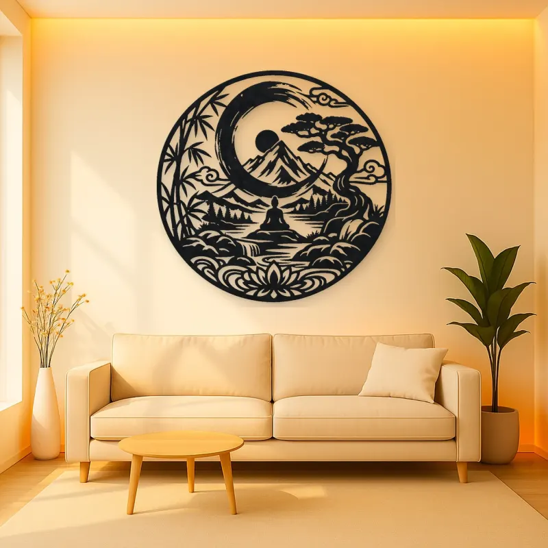 Zen Enso Mountain Metal Wall Art | Nature Silhouette Decor