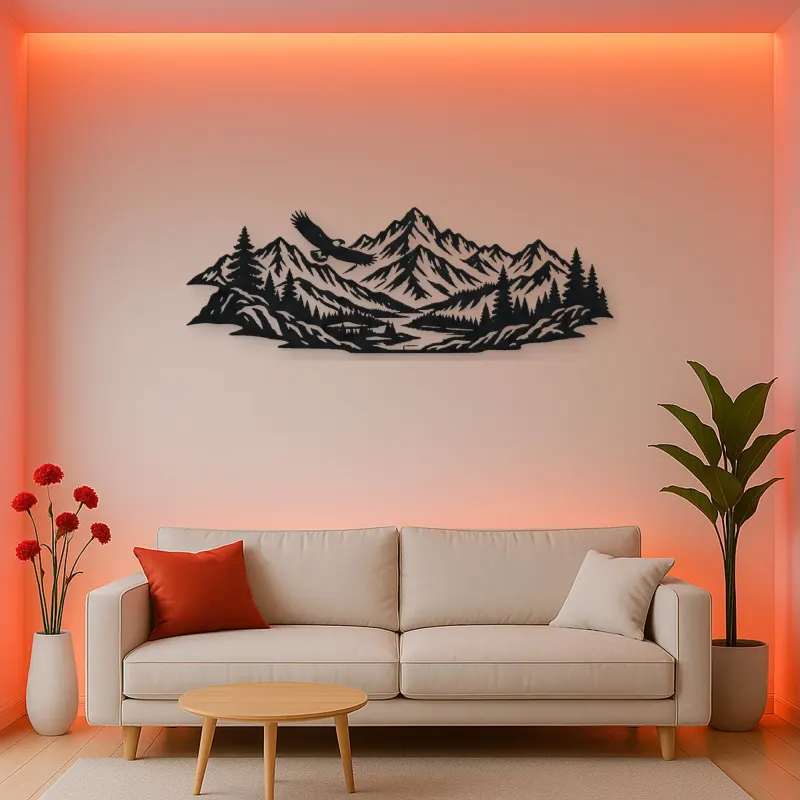 Eagle Ridge Mountain Metal Wall Art | Wildlife Silhouette Decor
