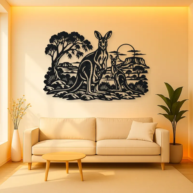 Kangaroo Outback Metal Wall Art | Wildlife Silhouette Decor