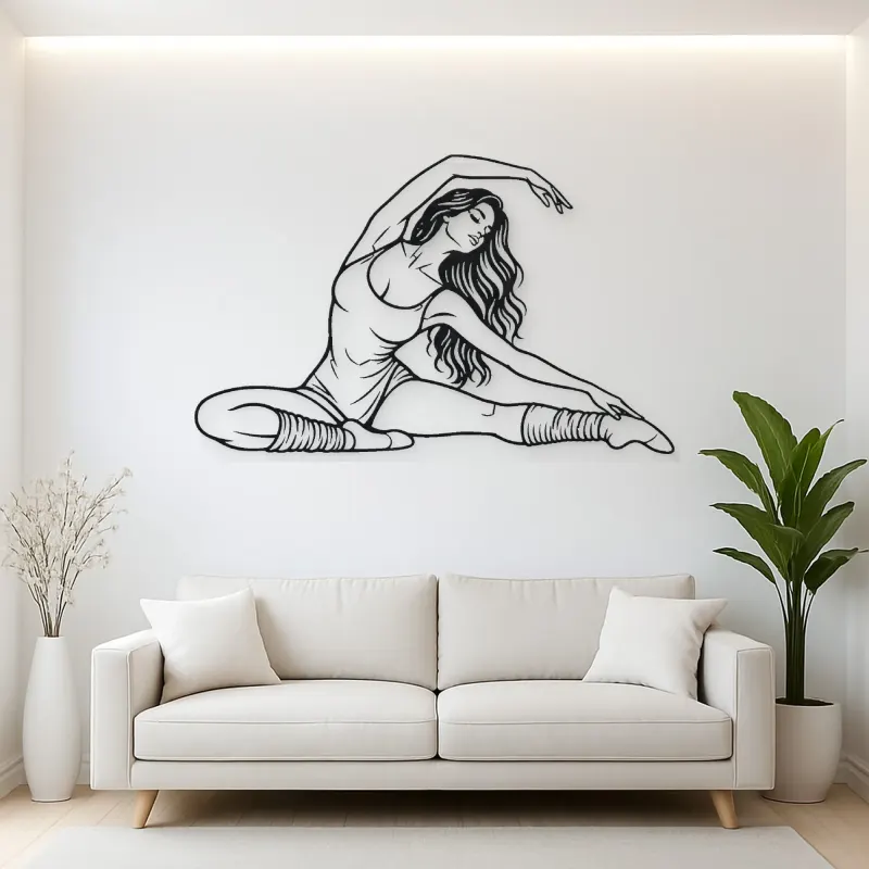 Floor Stretch Muse Metal Wall Art | Movement Silhouette Decor
